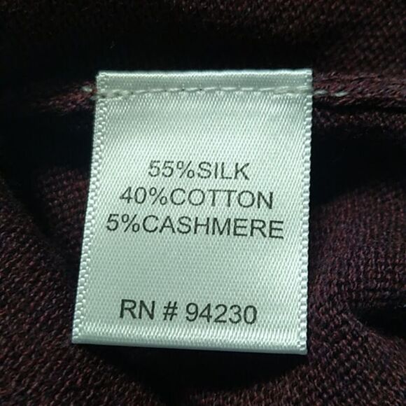 Paul Frederick Men's XXL Burgundy LG Sleeve Silk/Cotton/Cashmere Sweater - Picture 5 of 6